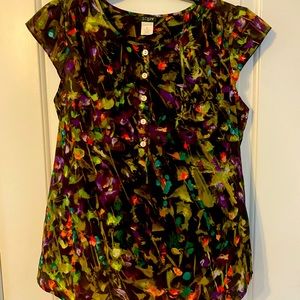 J.Crew top abstract floral pattern, button detail